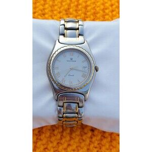 Vintage Waltham Quartz Men's Watch Two Tone Stainless Steel Gold Swiss Made